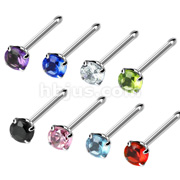 316L Surgical Steel Nose Bone with Prong Set Gem