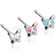 20GA .925 Sterling Silver Nose Stud with 3mm Butterfly with Epoxy Colored Wings