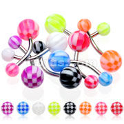 160PC UV Checker Ball Navel Ring Pack