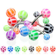 160 Pcs Assorted 316L Surgical Stainless Steel Navel Rings with UV Soccer Balls
