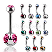 120PC Navel Ring with Duo Bottom Gem Ball & Top Gem Ball