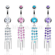 40 Pcs of 316 Surgical Steel Navel Ring with 3 CZ Strings
