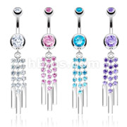 316 Surgical Steel Navel Ring with 3 CZ Strings