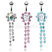 316 Surgical Steel Navel Ring with String CZ Wrapped around Main Gem