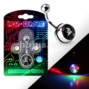 316L Surgical Steel NuRave Blinker Navel Ring Package with Batteries
