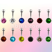 Navel Ring w/ Prong Set Small Round CZ