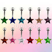 Navel Ring w/ Prongset Large Star CZ
