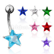 70PC 7mm Prongset Medium Star CZ Navel Rings Pack