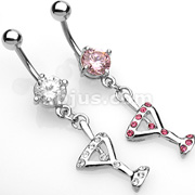Navel Ring w/ CZ/Martini Glass
