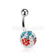 316L Surgical Steel Navel Ring with Cherry Ferido Crystal Ball