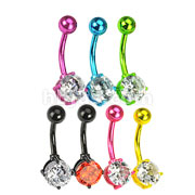 70 Pcs of Assorted Neon Color Plated Over 316L Surgical Steel Prong Set Belly Ring