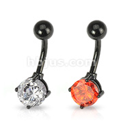 Blackline Titanium Anodized Over 316L Surgical Steel Prong Set Belly Ring