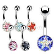 60 Pcs of 316L Surgical Steel Navel Ring with Multi Gem Star Ferido Ball