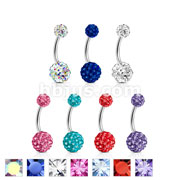 80 Pcs of Assorted Color 316L Surgical Steel Multi Crystal Ferido Navel Ring