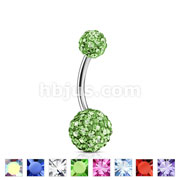 316L Surgical Steel Multi Crystal Ferido Navel Ring
