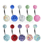 100 Pcs of Assorted Color Crystal Ferido 316L Surgical Steel Navel Ring