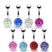 80 Pcs of Assorted Color 316L Surgical Steel Navel Ring with Multi Crystal Ferido Ball
