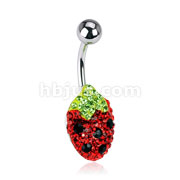 316L Surgical Steel Navel Ring with Multi Colored Crystal Ferido Strawberry Charm