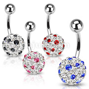316L Surgical Steel Navel Ring with Ferido Crystal Polka Dots Ball