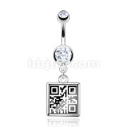 316L Surgical Steel Square with QR Code Message Navel Ring