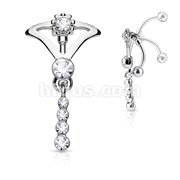 Hinge Navel Ring w/ Tribal w/ CZ