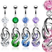 50pcs of 316L CZ Prong Set Navel with 2 CZ Cosmo Dangle