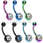Navel Ring w/ Titanium Plated /1-CZ