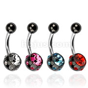 80 Pcs Assorted Color 316L Surgical Steel Navel Rings with Multiple Studded CZ Titanium Anodized Balls