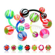 140pcs BioFlex Navel Rings with UV Devil's Eye Balls