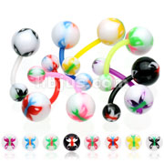 160pcs BioFlex Navel rings with UV Butterfly Balls