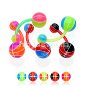 100 Pcs Assorted BioFlex Navel Rings with UV 2-Color Basket Balls