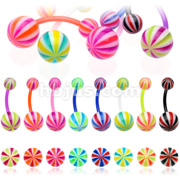 Navel Ring w/ Flexible 3-Color Candy