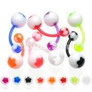 160 Pcs Assorted BioFlex Navel Rings with UV Flower Dot Balls
