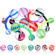 160pcs  BioFlex Navel Rings with Glass Look UV Screw Inlayed 