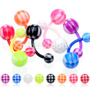 160PC Flexible Navel Ring with UV Checker Ball