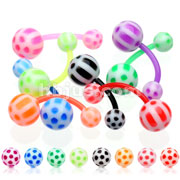 160 Pcs Assorted BioFlex Navel Rings with UV Soccer Balls