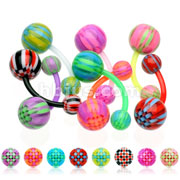 160 Pcs Assorted BioFlex Navel Rings with UV Multi Cross Balls