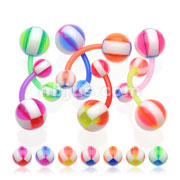 140 Pcs Assorted BioFlex Navel Rings with UV Square Cross Balls