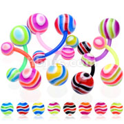 160 Pcs Assorted BioFlex Navel Rings with 2-Color Mable swirl UV Balls