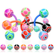 160 Pcs Assorted BioFlex Navel Rings with UV Spider Web Balls