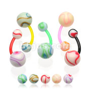 100 Pcs BioFlex Navel Rings with 2 color swiling solid white uv Balls