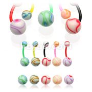 Bio-Flex Navel Rings with  UV Solid Marble Balls