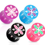 All UV Flower Print Double Flared Saddle Plug