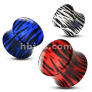 Tiger Skin Pattern Acrylic Double Flared Saddle Plug