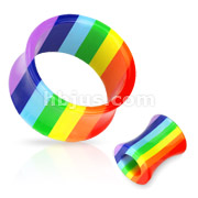 All UV Gay Pride Double Flared Acrylic Hollow Plug