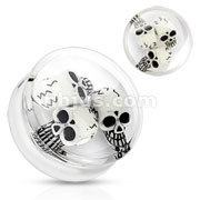 Clear Acrylic Saddle Plug with Encased Triple Skull