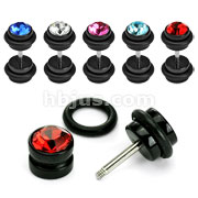 150 Pcs of Assorted Color Fake Black Acrylic Plug with Gem