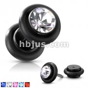 Fake Black Acrylic Plug with Gem