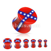 120 Pcs of Rebel Flag Acrylic Double Flared Saddle Fit Plugs