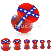 Rebel Flag Acrylic Double Flared Saddle Plug